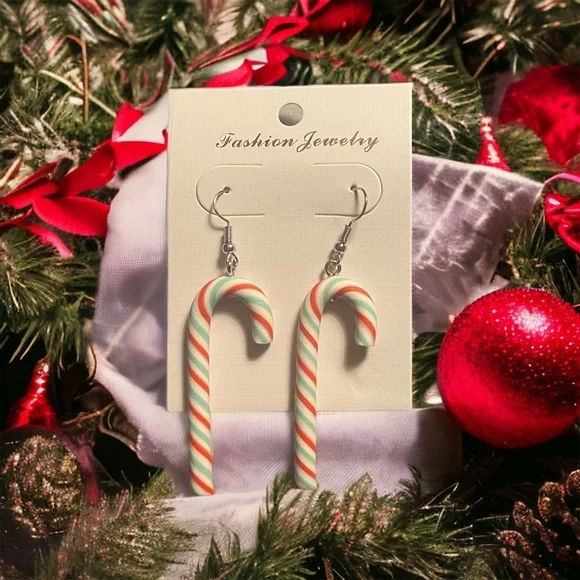 CANDY Cane Dangle Earrings set of 2 pairs (new) - Picture 9 of 9